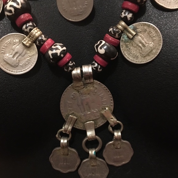 Gypsy Rajasthani Aum coin necklace India - Picture 4 of 4